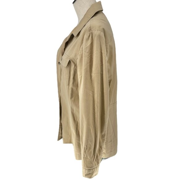 Evan-Picone Shacket Womens S Stretch Beige Shirt Jacket LS Pockets Zip Snap - Picture 7 of 13